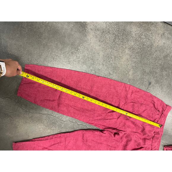 Eileen Fisher 2-Piece 100% Linen Set pink Shirt & Pants Size M top L pants - Picture 8 of 9